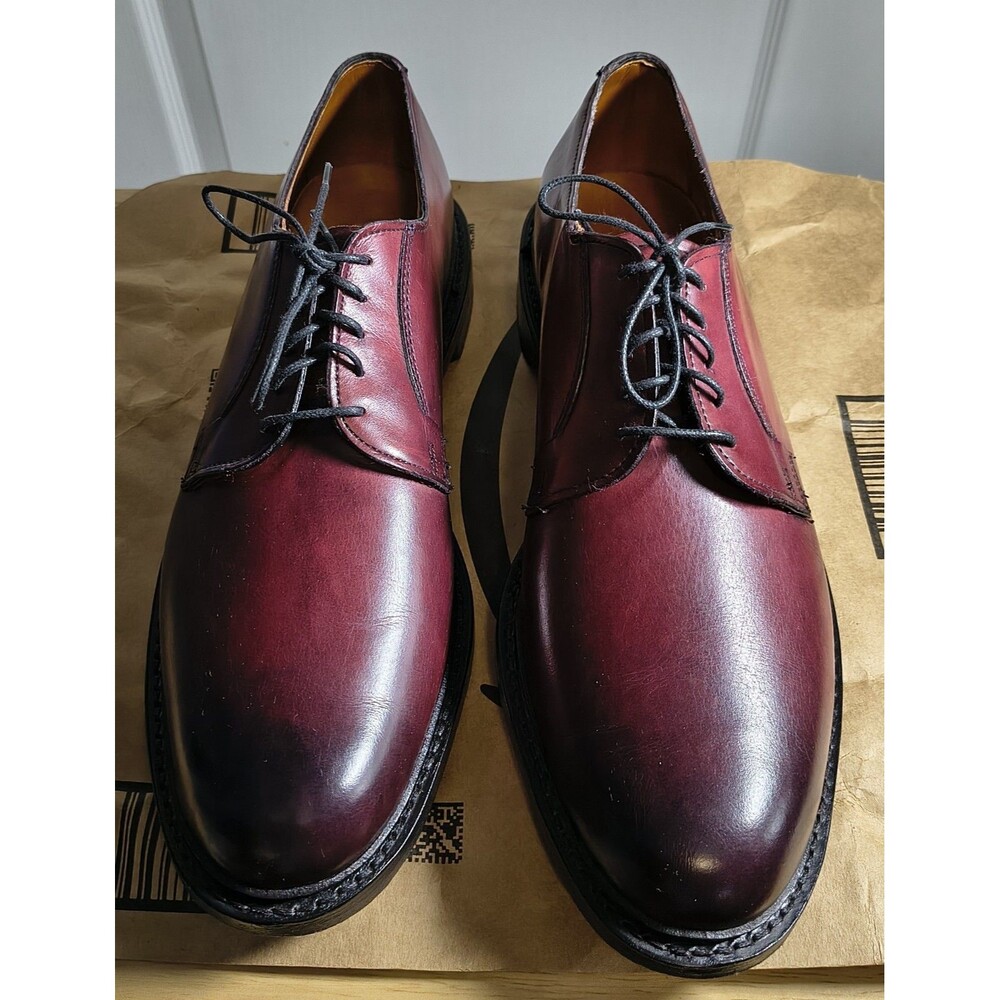 Allen Edmonds Leeds 2.0 Burgundy Calfskin Derby Shoes Men's 12 B Narrow PTB
